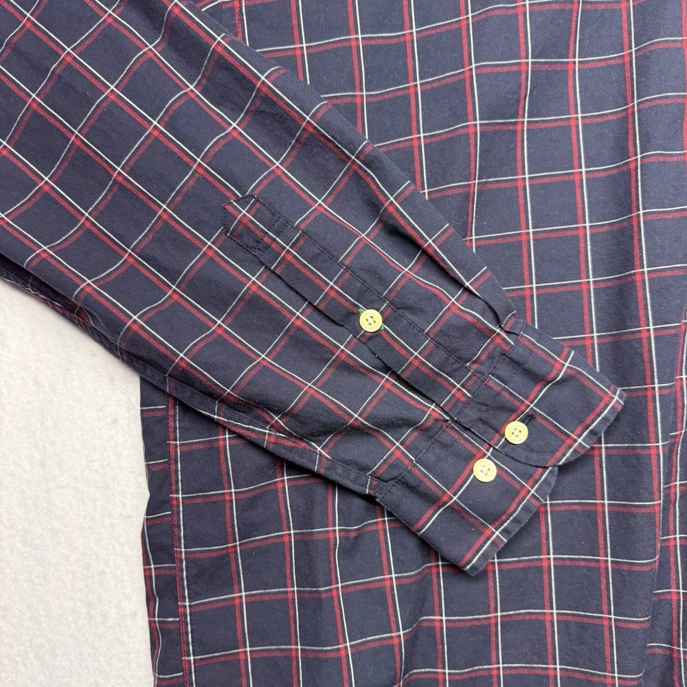Tommy Hilfiger Shirt Mens XL  Blue Plaid Button Down Long Sleeve Flag Logo VTG - Picture 5 of 16